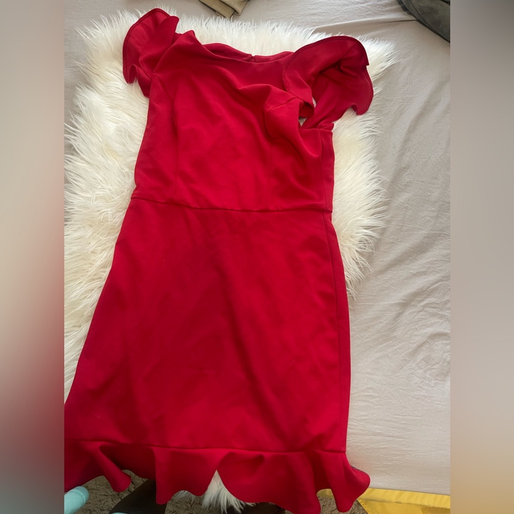 Red ruffle bodycon dress